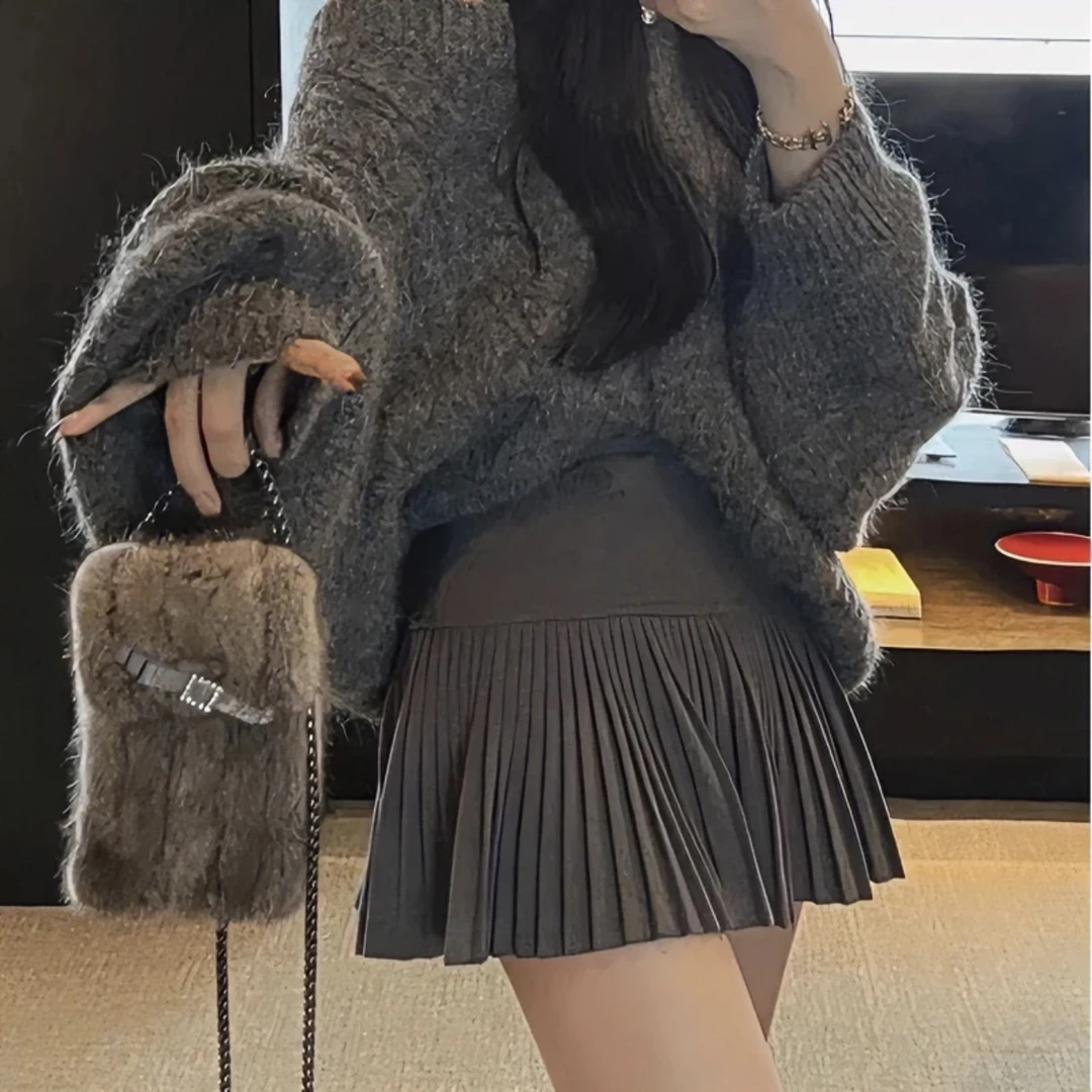 【毛呢百褶A字短裙】半身裙女秋冬2025新款半裙小个子显瘦高腰短裙