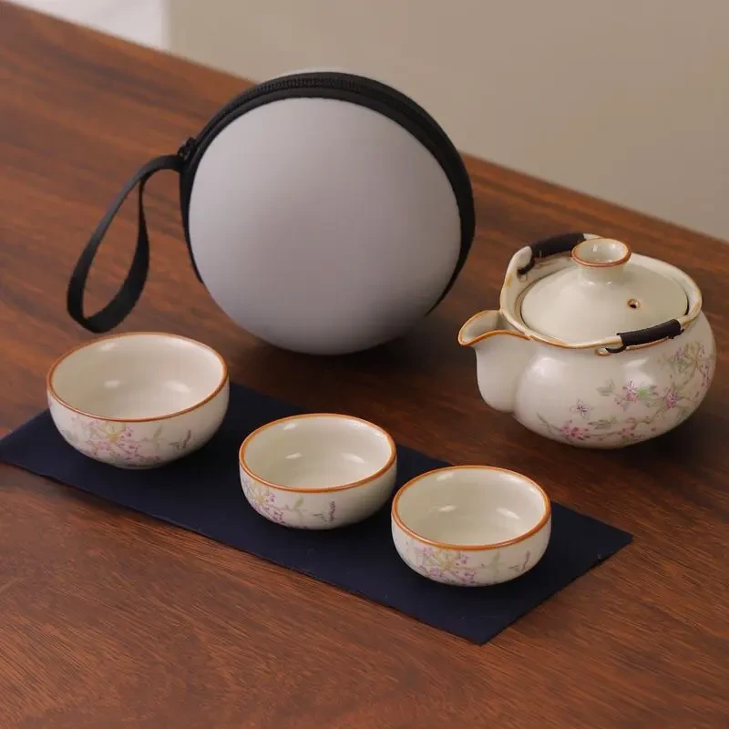 汝窑绣球花旅行茶具套装H224
