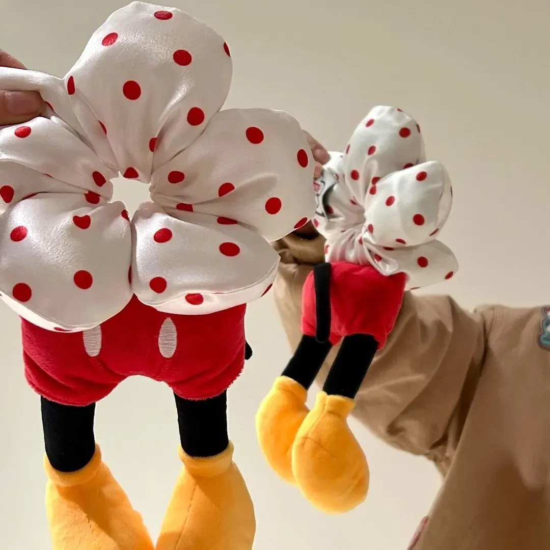 高颜值米奇屁股红色波点可爱毛绒大肠发圈冬季发饰时尚甜美公主