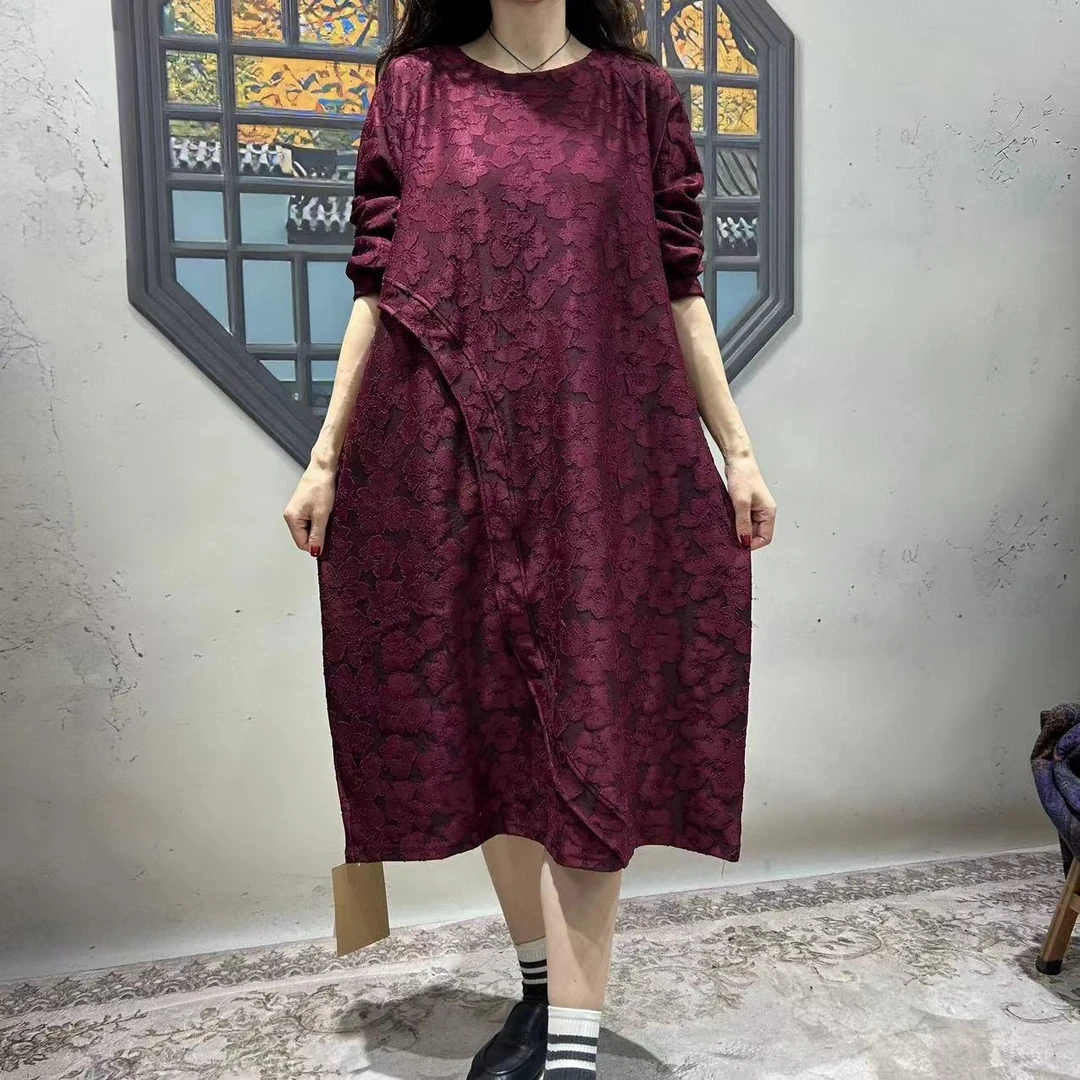 6882新款秋冬优雅减龄显瘦长袖连衣裙QZ