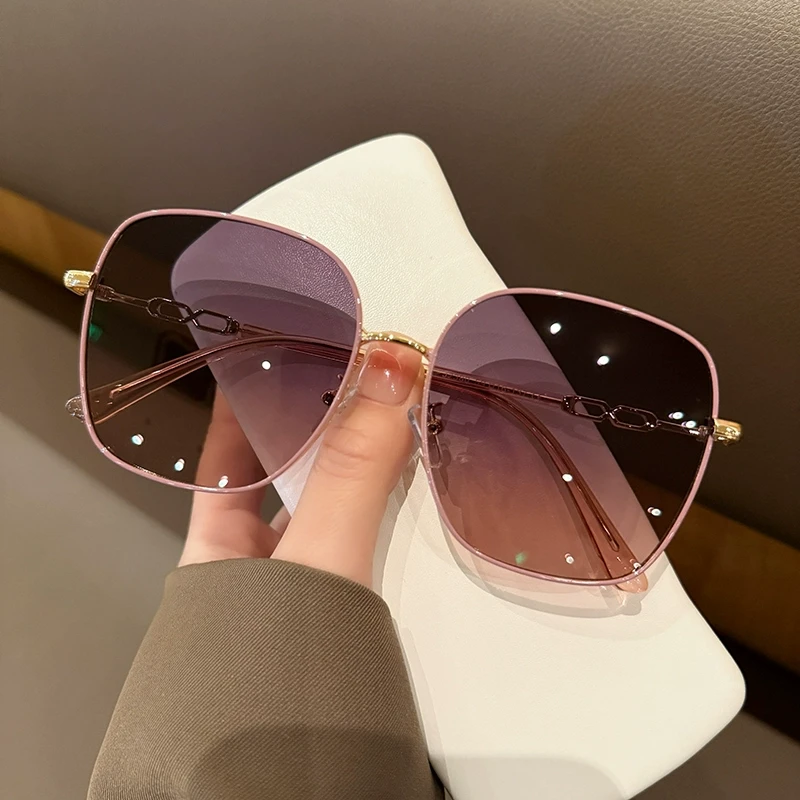 气质款浅色透明墨镜女防紫外线大脸高级感大框眼镜潮人太阳镜出街