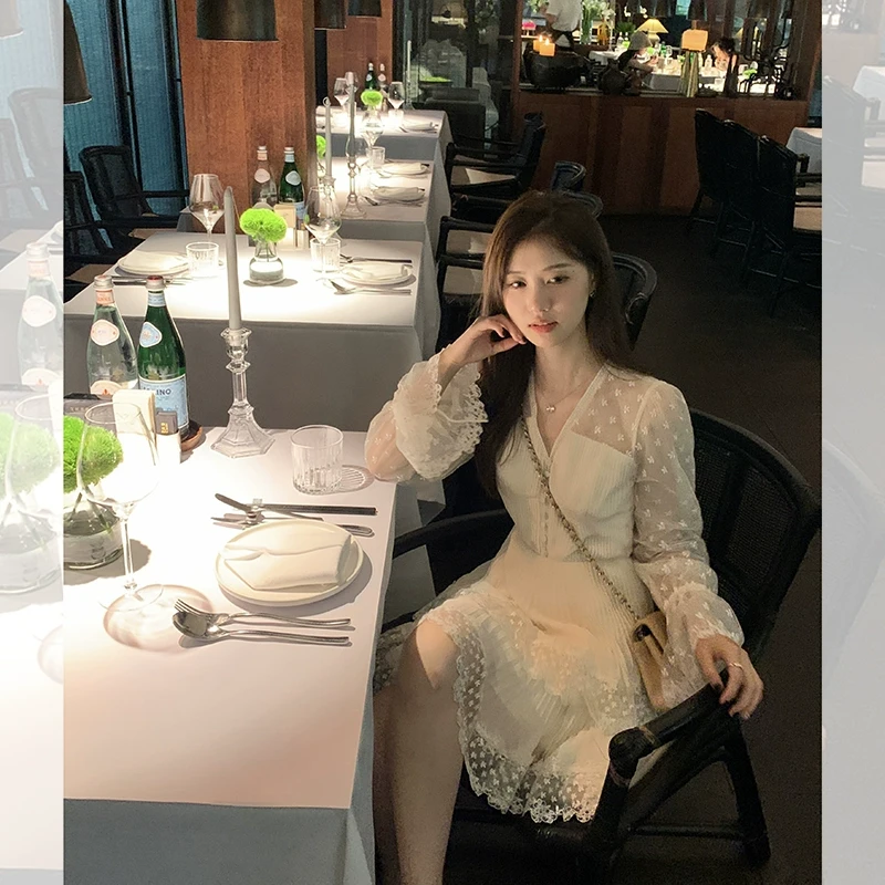 【5米私服蕾丝裙系列】时尚休闲法式连衣裙女夏季 QL231030