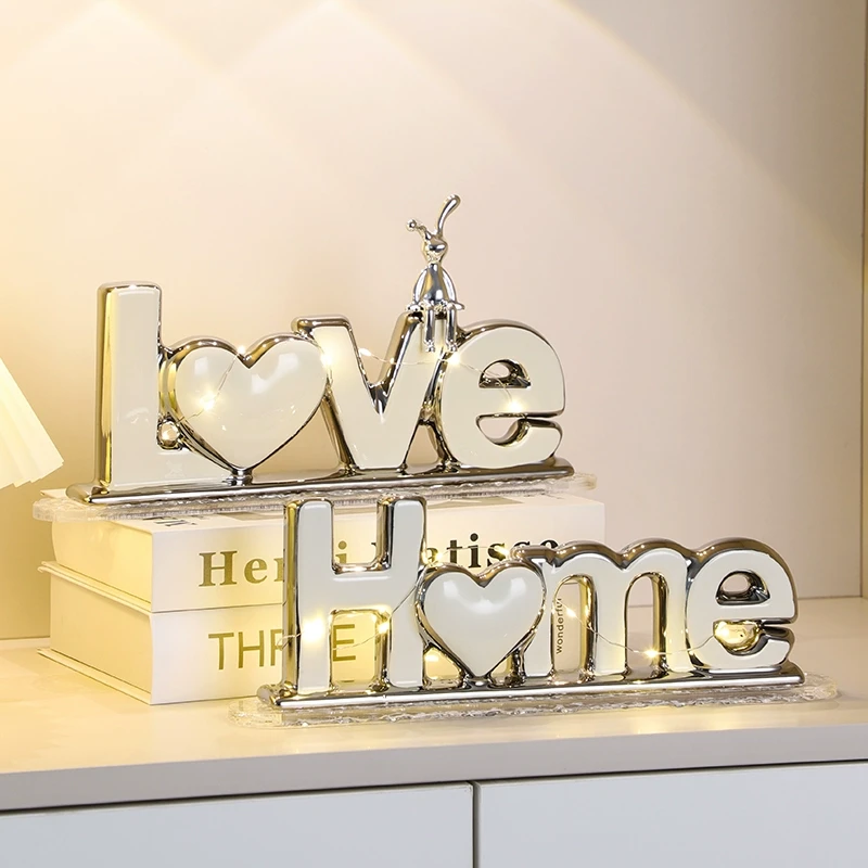 客厅酒柜电视柜home字母love创意玄关装饰摆件高级感小众轻奢高档