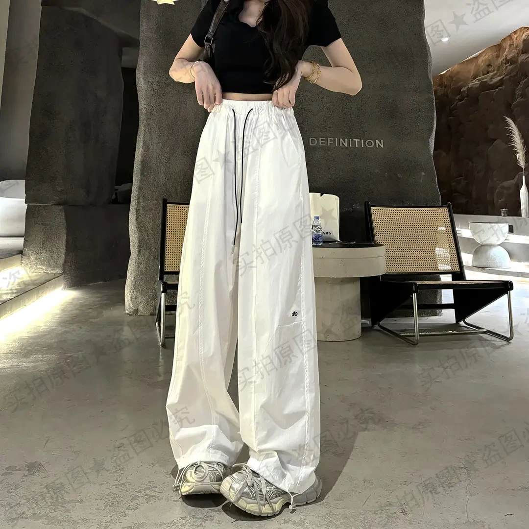 2578显瘦阔腿夏季薄款高腰女宽松舒适速干休闲裤百搭两穿弯刀裤