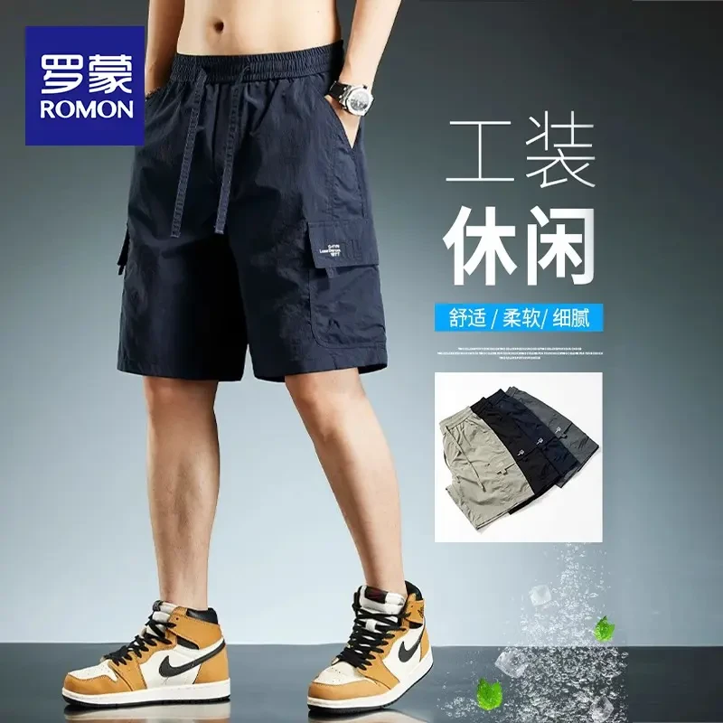 罗蒙夏季休闲工装裤男士直筒潮流百搭短裤宽松透气男士五分裤子男