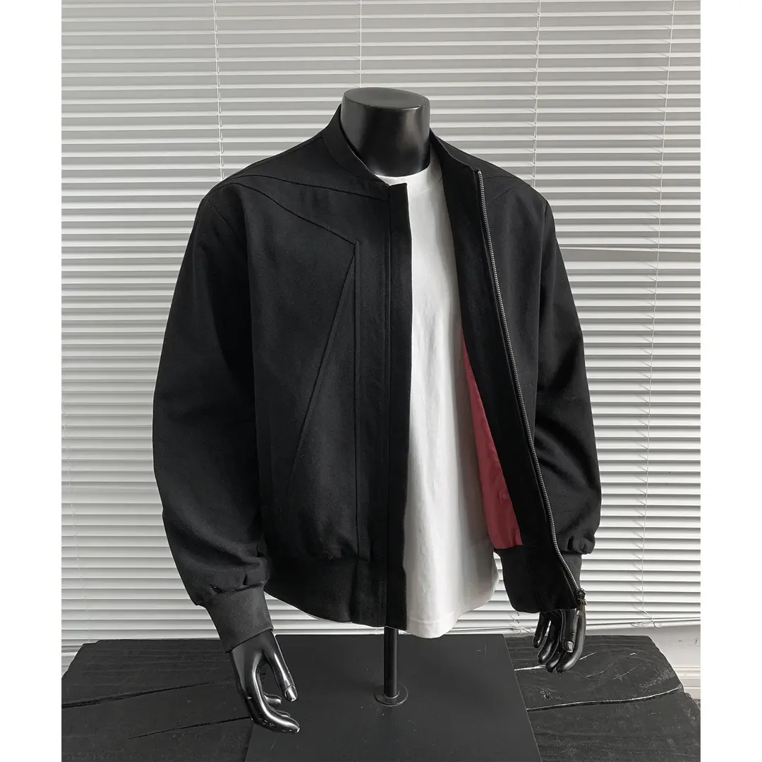 cleanfit黑色短款红内飞行夹克男款春秋季bomber棒球服硬汉穿搭
