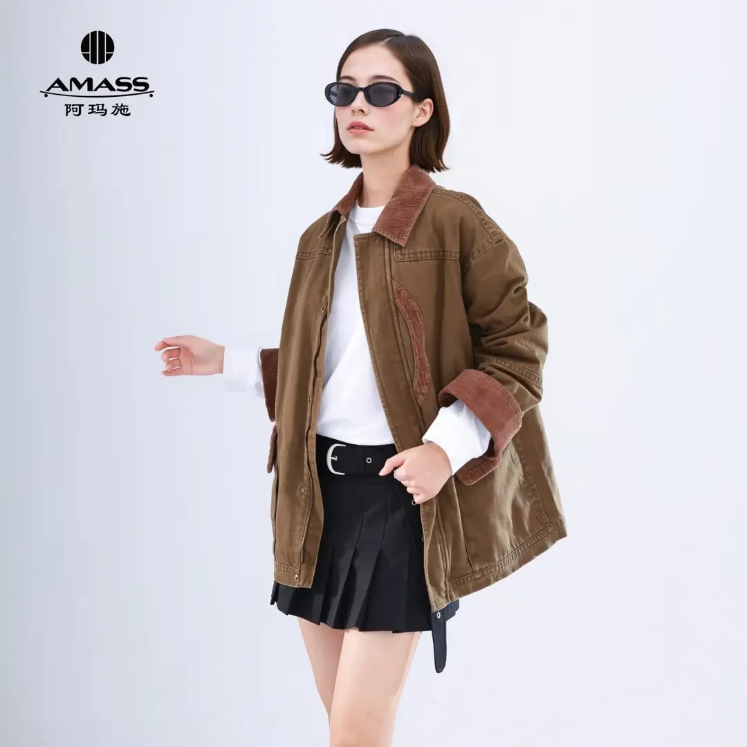 阿玛施【官方正品】新款复古时尚休闲百搭宽松气质长袖外套女540050