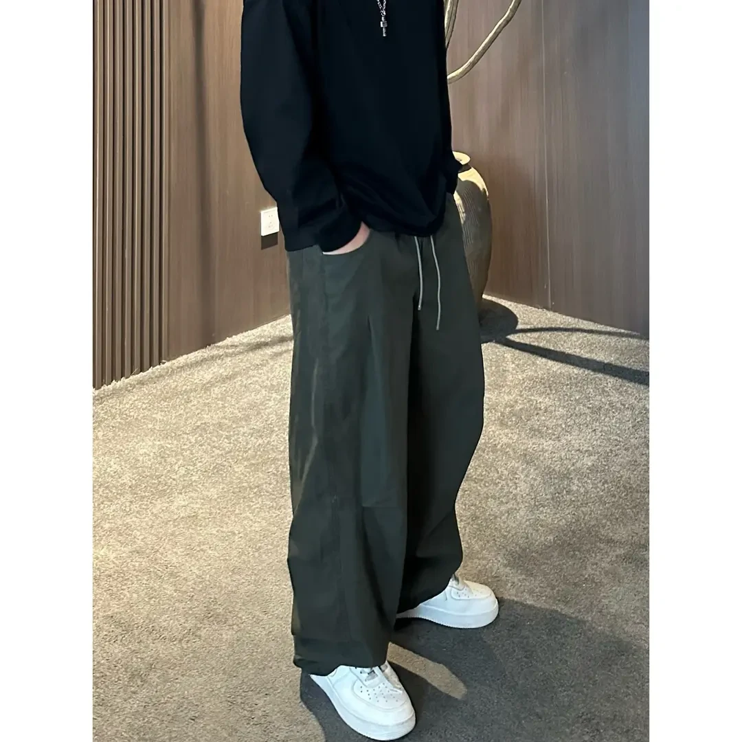 伞兵工装纯棉休闲裤男女夏季凉感透气百搭松紧腰直筒潮流宽松长裤