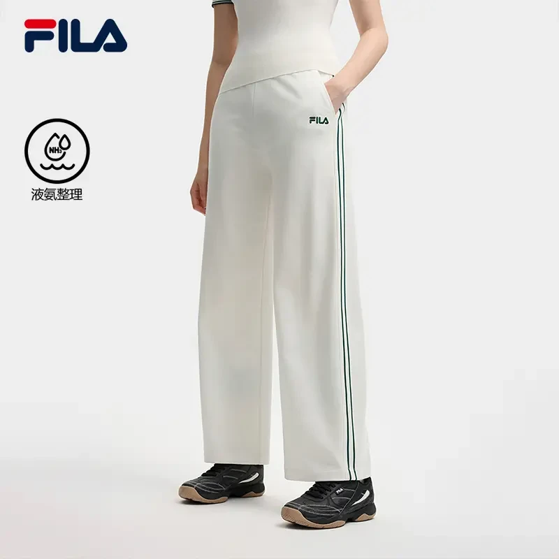 【顺滑透气】FILA/斐乐女裤夏新款丝柔垂感休闲直筒长裤F11W539601F