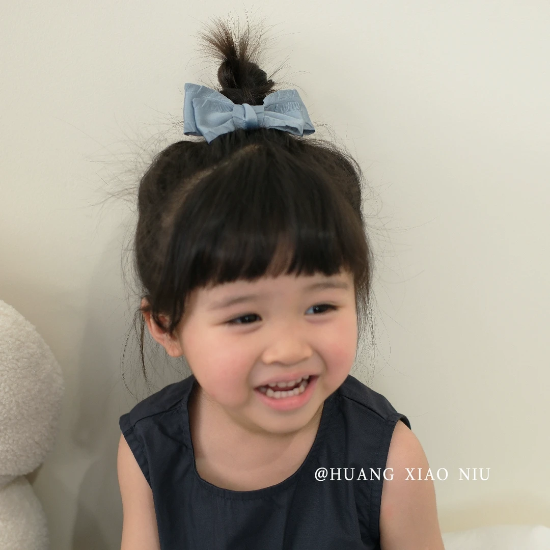 黄小妞儿童小香风蓝色蝴蝶结立体顶夹洋气质感学院风女童发卡发饰