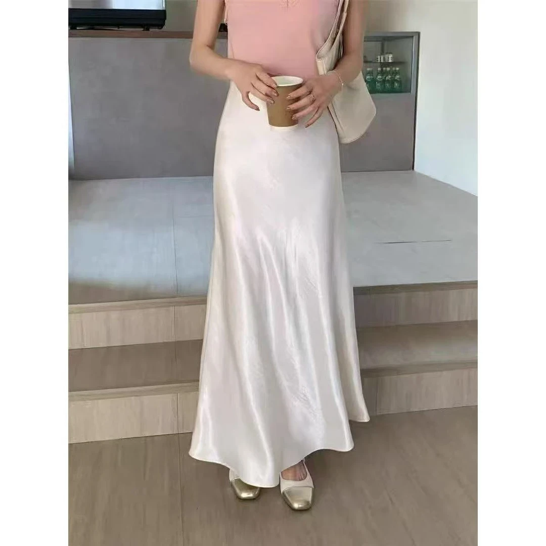 【小个子定制】小个子气质优雅缎面半身裙女气质优雅淑女松紧腰长裙