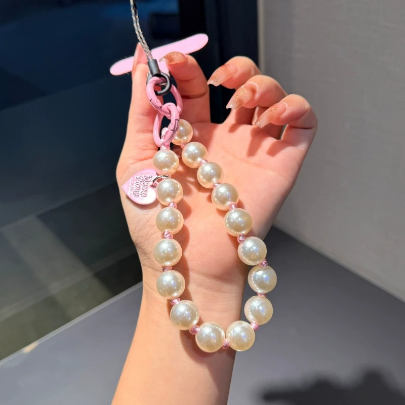 日韩小红书同款手机链短款珠子链创意手工爱心挂件钥匙扣包包挂饰