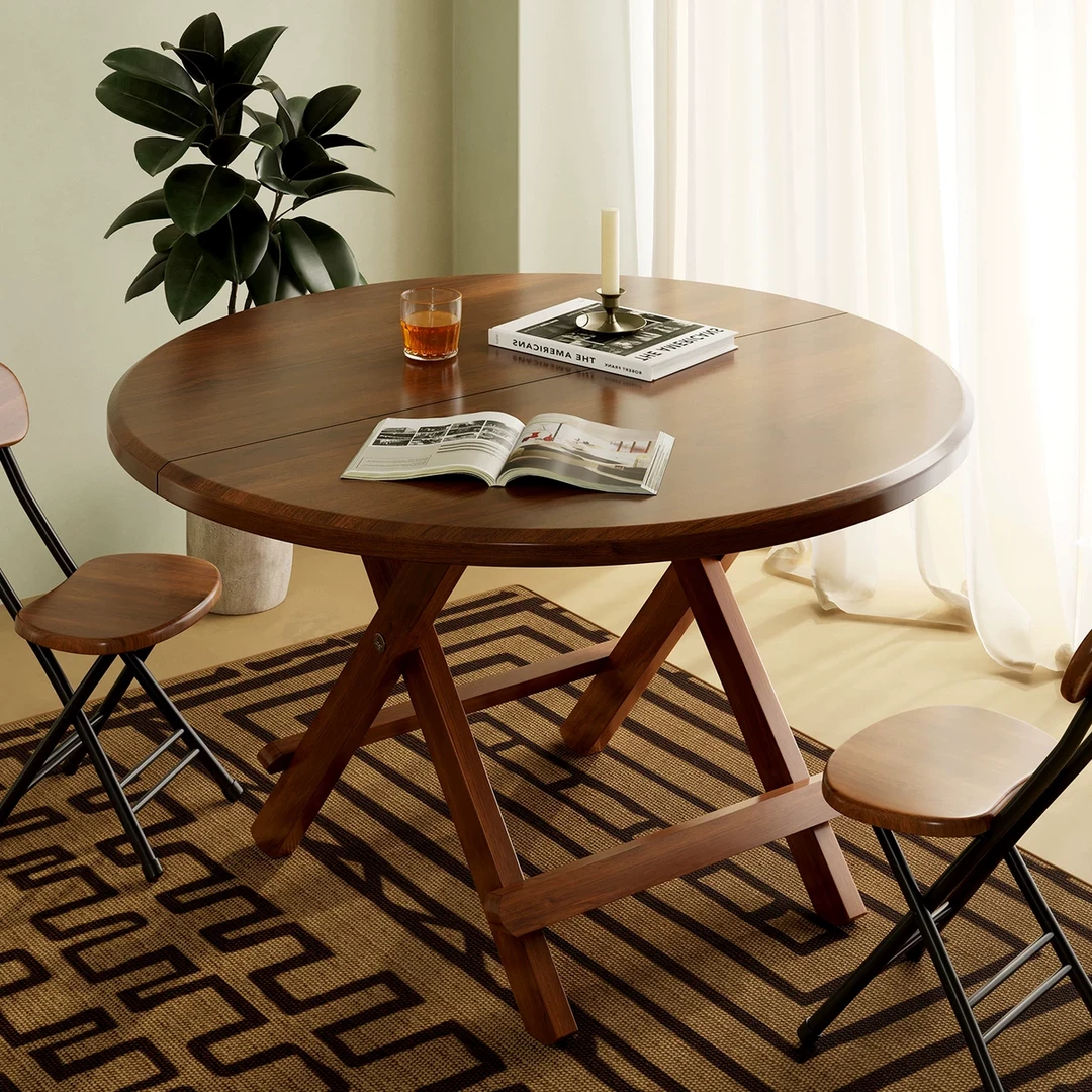 日本进口可折叠桌阳台小圆桌家用餐桌多功能便携式简易茶几小户型