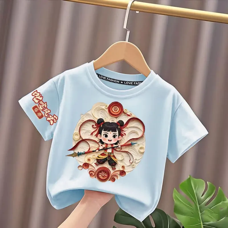 男孩子哪吒爆款夏季儿童T恤男童纯棉短袖体恤男宝宝百搭童装上衣