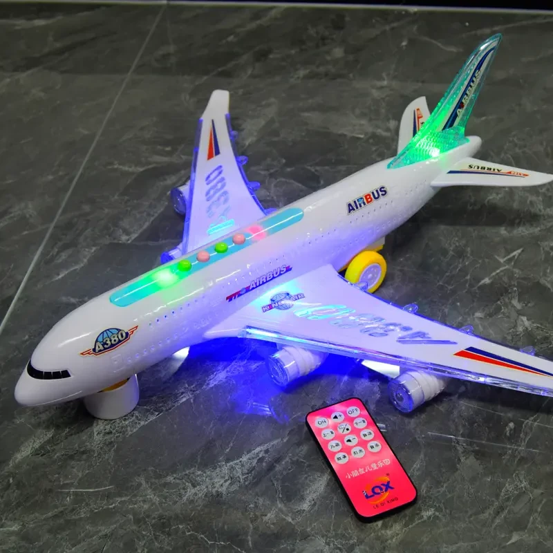 飞机玩具大全3-6岁5-8儿童炫彩电动万向空中巴士声光闪光客机仿真