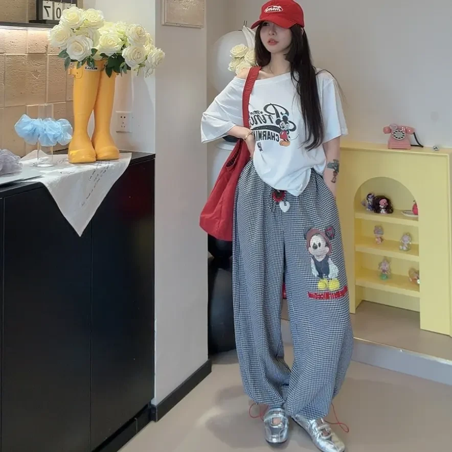 西子女装（新款米奇字母印图格子宽松休闲套装）