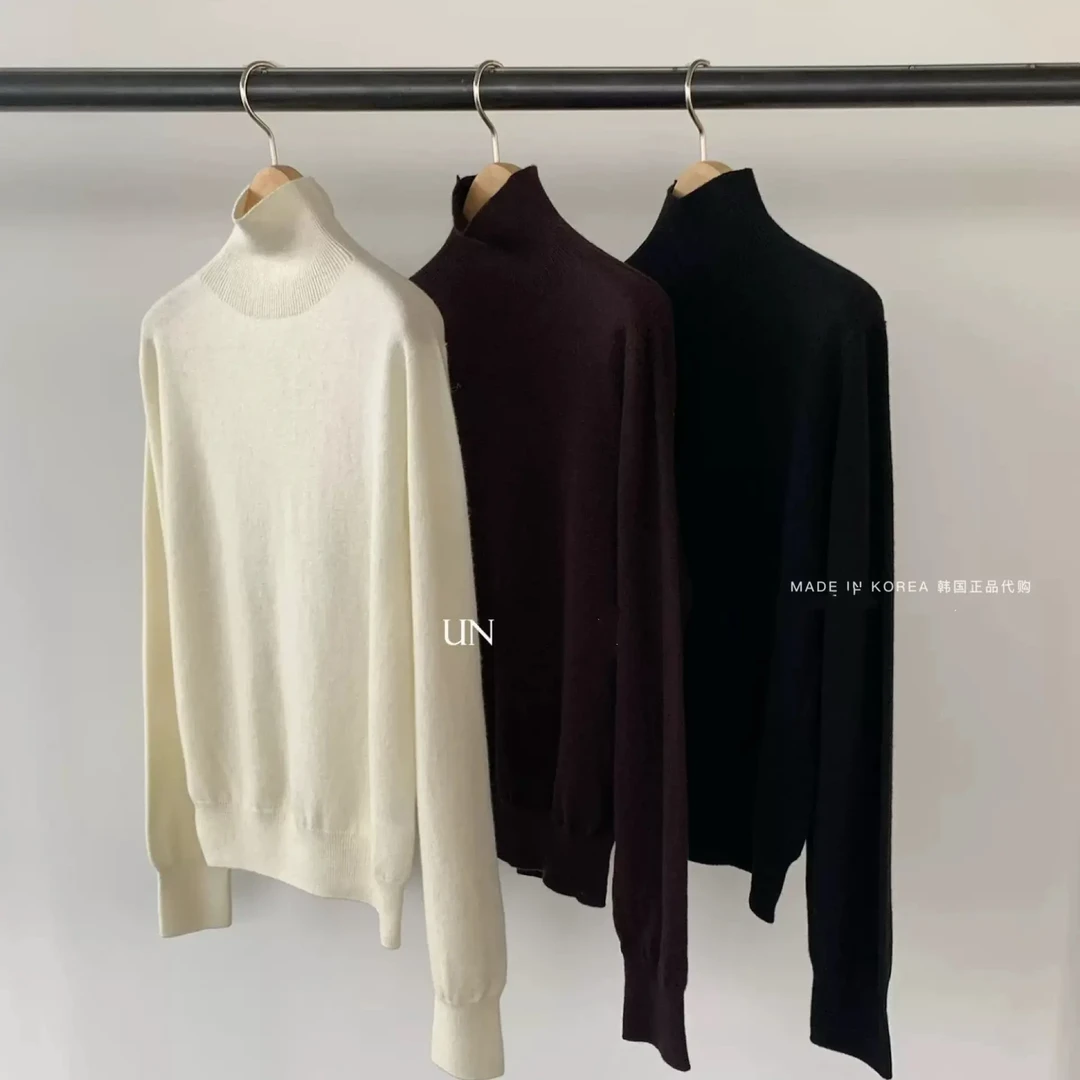 28313韩代高货显瘦长袖针织衫针织衫慵懒风针织打底衫纯色衣长58