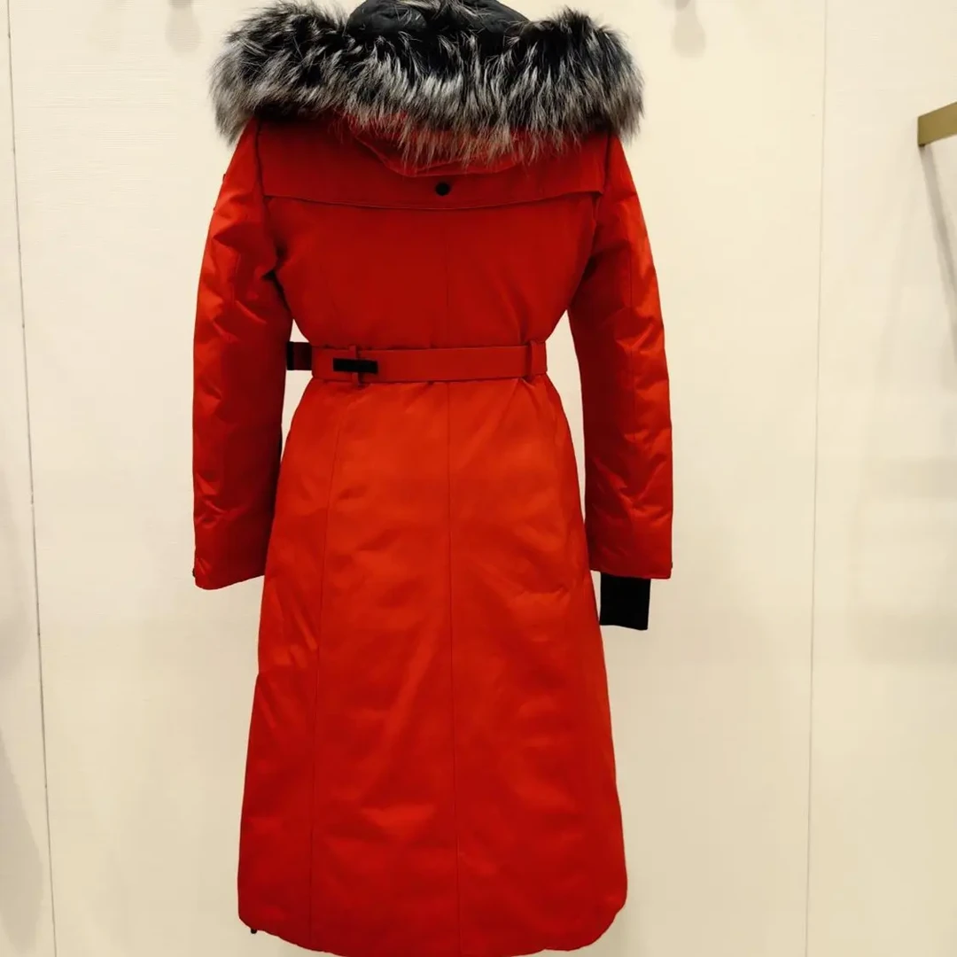 连帽防风长款街头风女厚款保暖收腰女装冬季