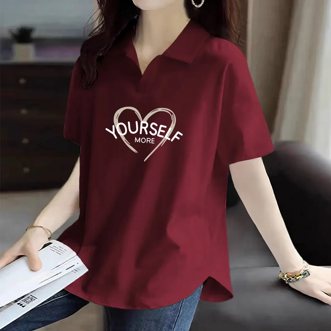 POLO衫女短袖T恤夏季2025新款大码休闲宽松显瘦洋气减龄翻领上衣