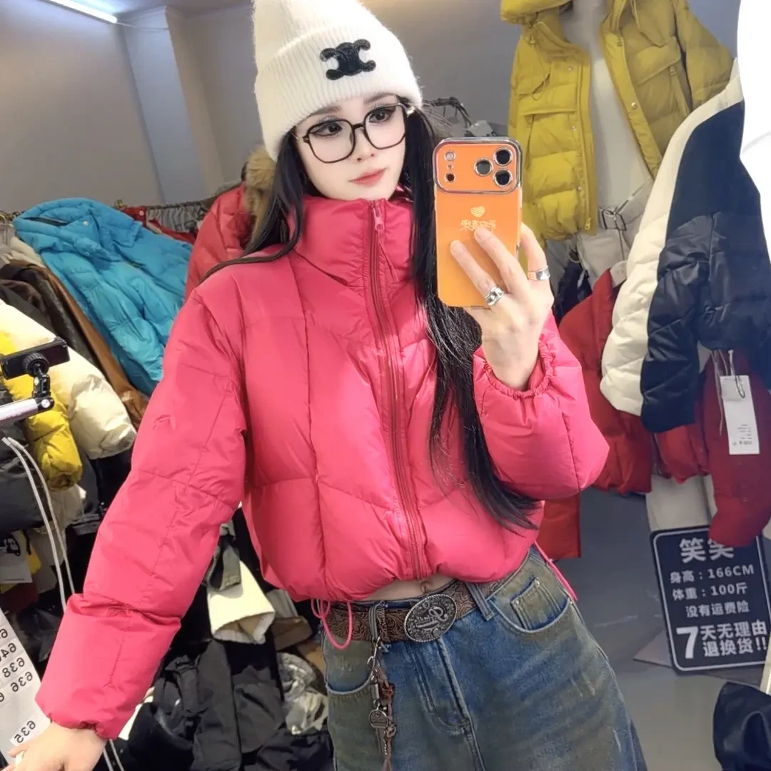 【A缪大大笑笑力推】8673新品时尚小众立领白鸭绒短款羽绒服