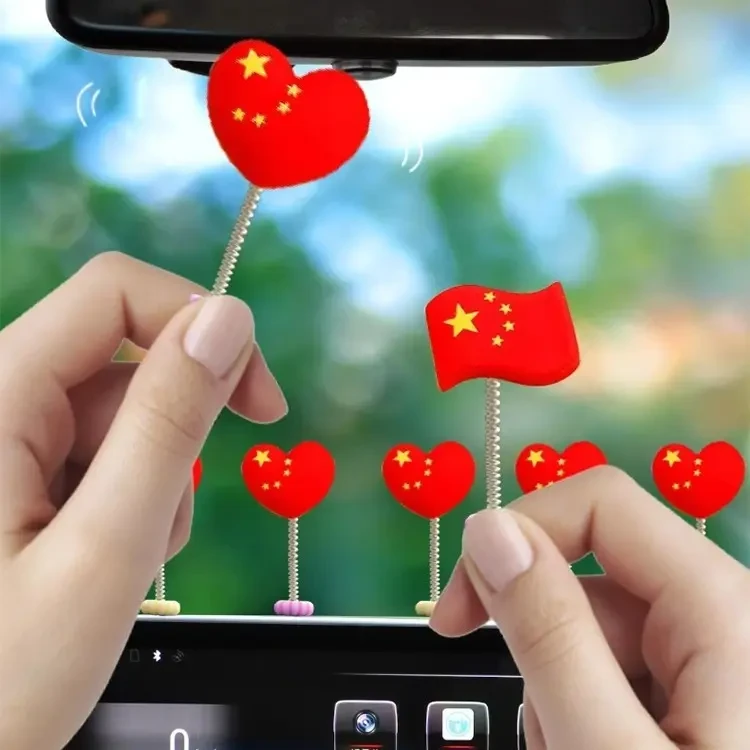 电动自行车装饰五星红旗弹簧车载摆件电动车摩托车山地自行车贴片