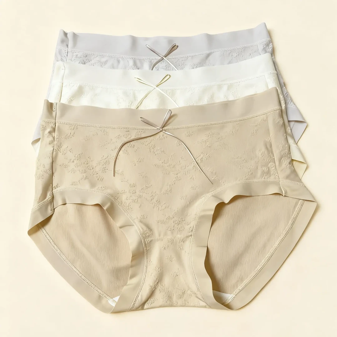 女士中腰蕾丝棉感纱软糯舒适大包臀内裤适合80 - 130斤
