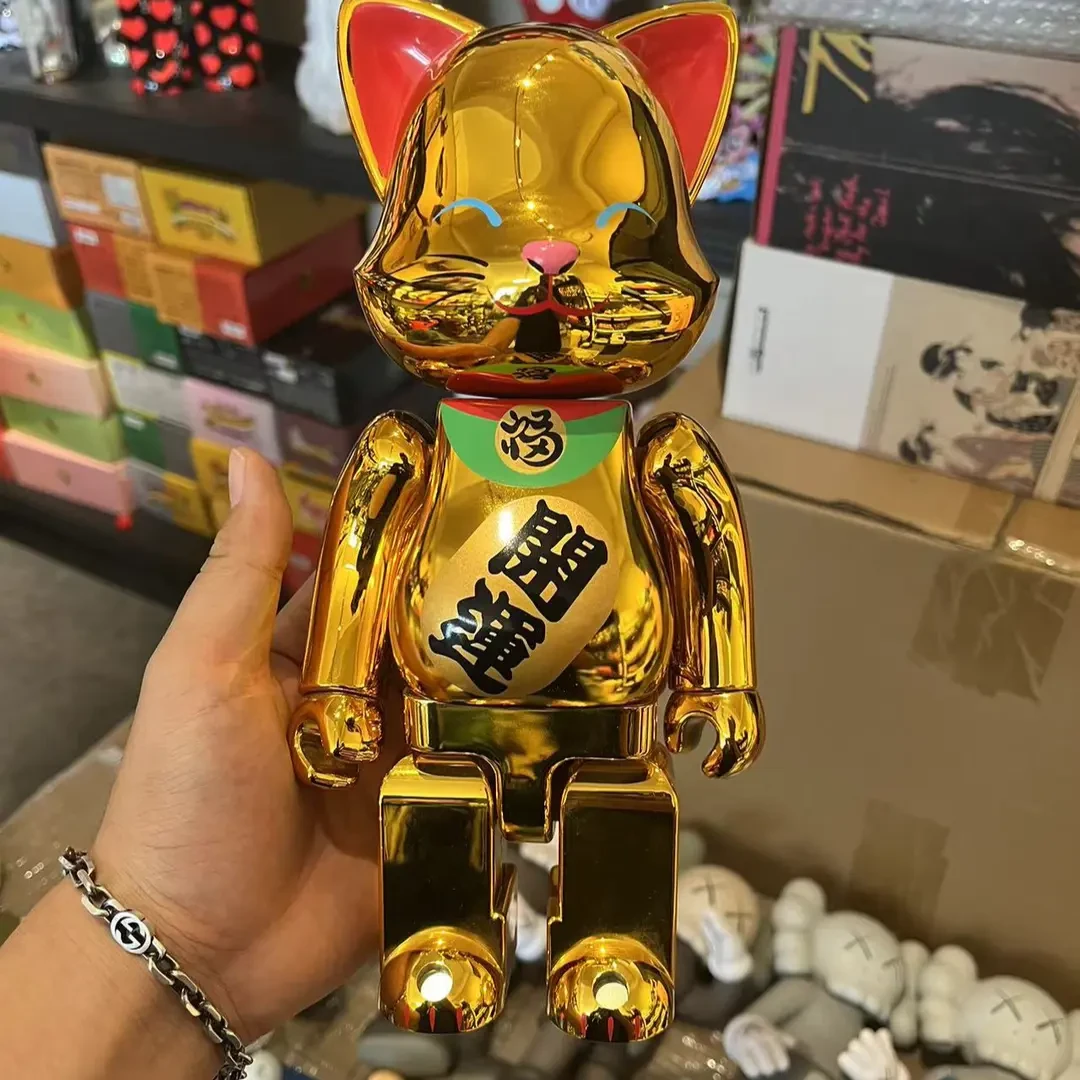 【山哥ST】bearbrick积木熊 眯眼猫耳金开运 400%