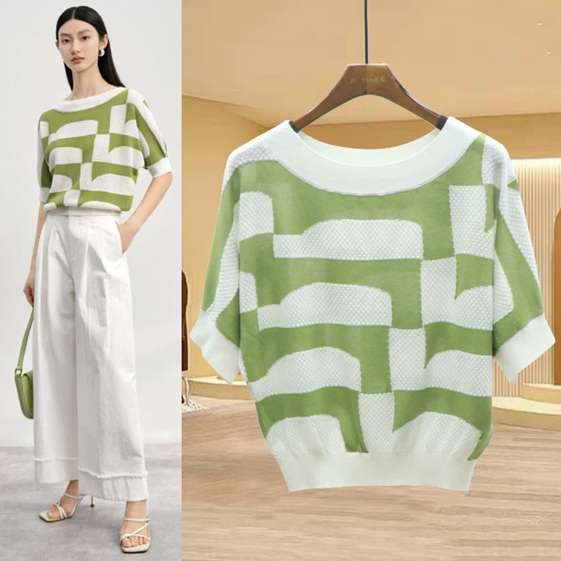 【大梦专属】 宽松休闲百搭条纹针织上衣品牌撤柜折扣女装Z59