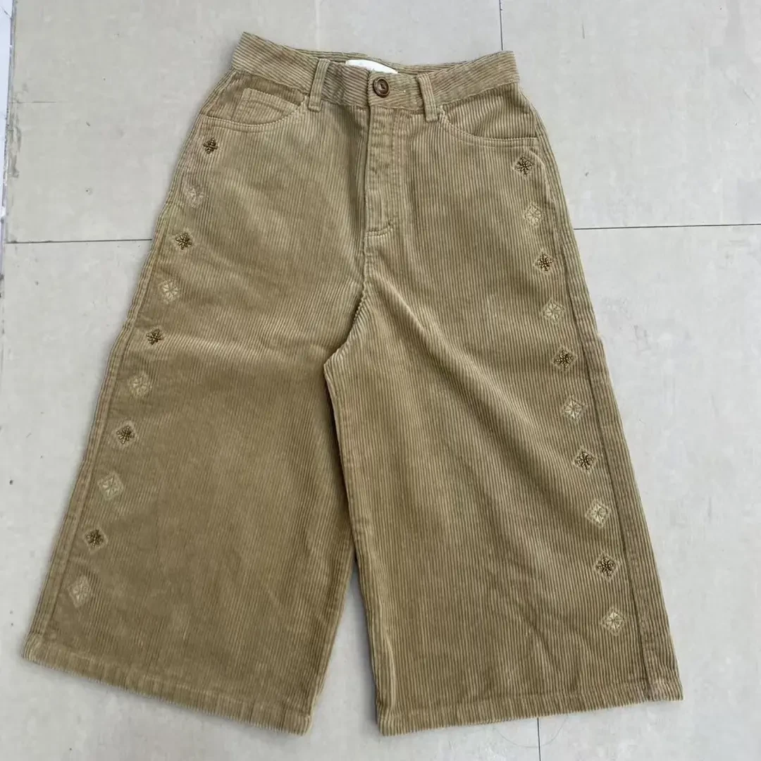 南油Ccc高货新款复古灯芯绒高腰休闲阔腿直筒裤显瘦九分裤女秋