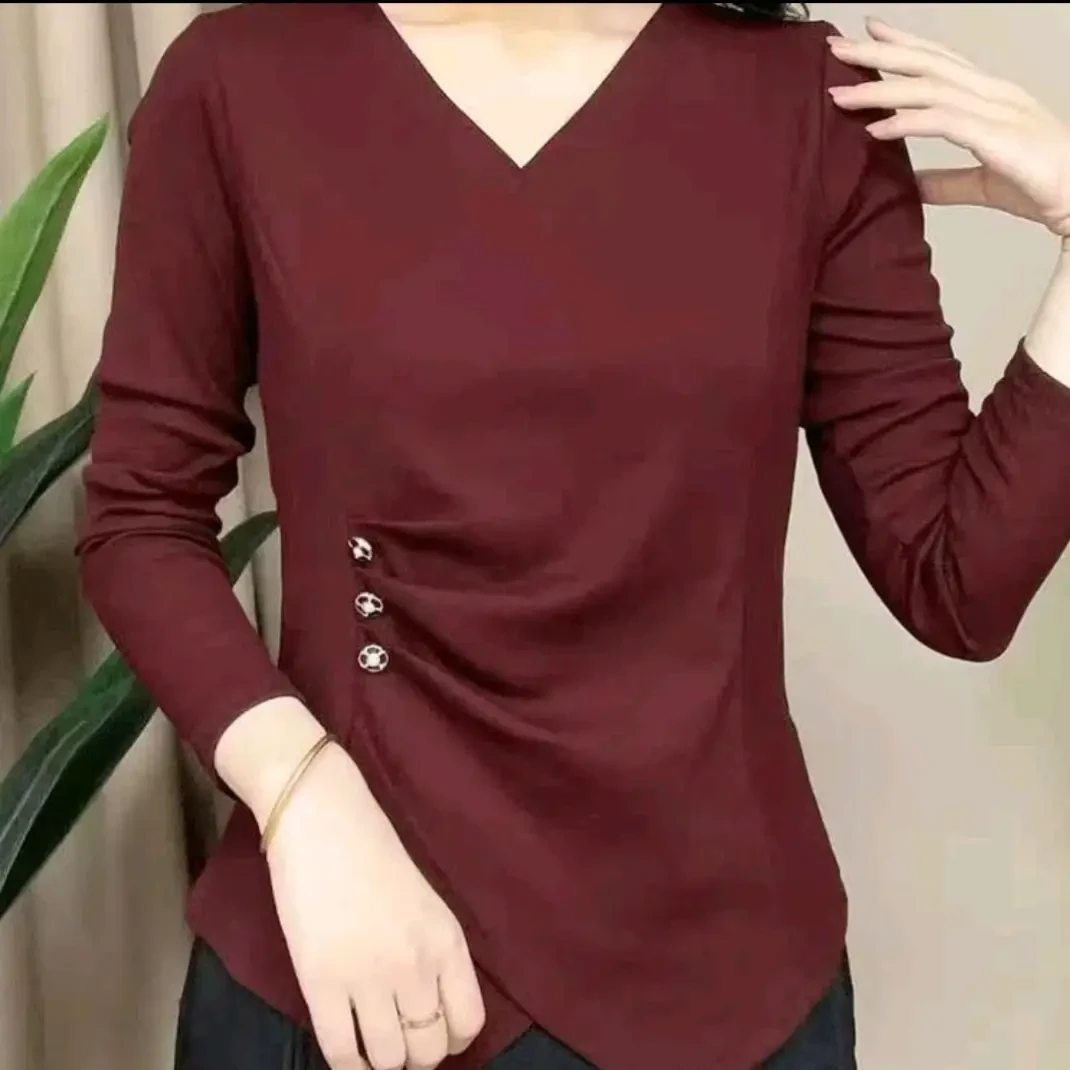 长袖v领打底气质修身冬季打底衫加大加绒加厚北极绒保暖衣