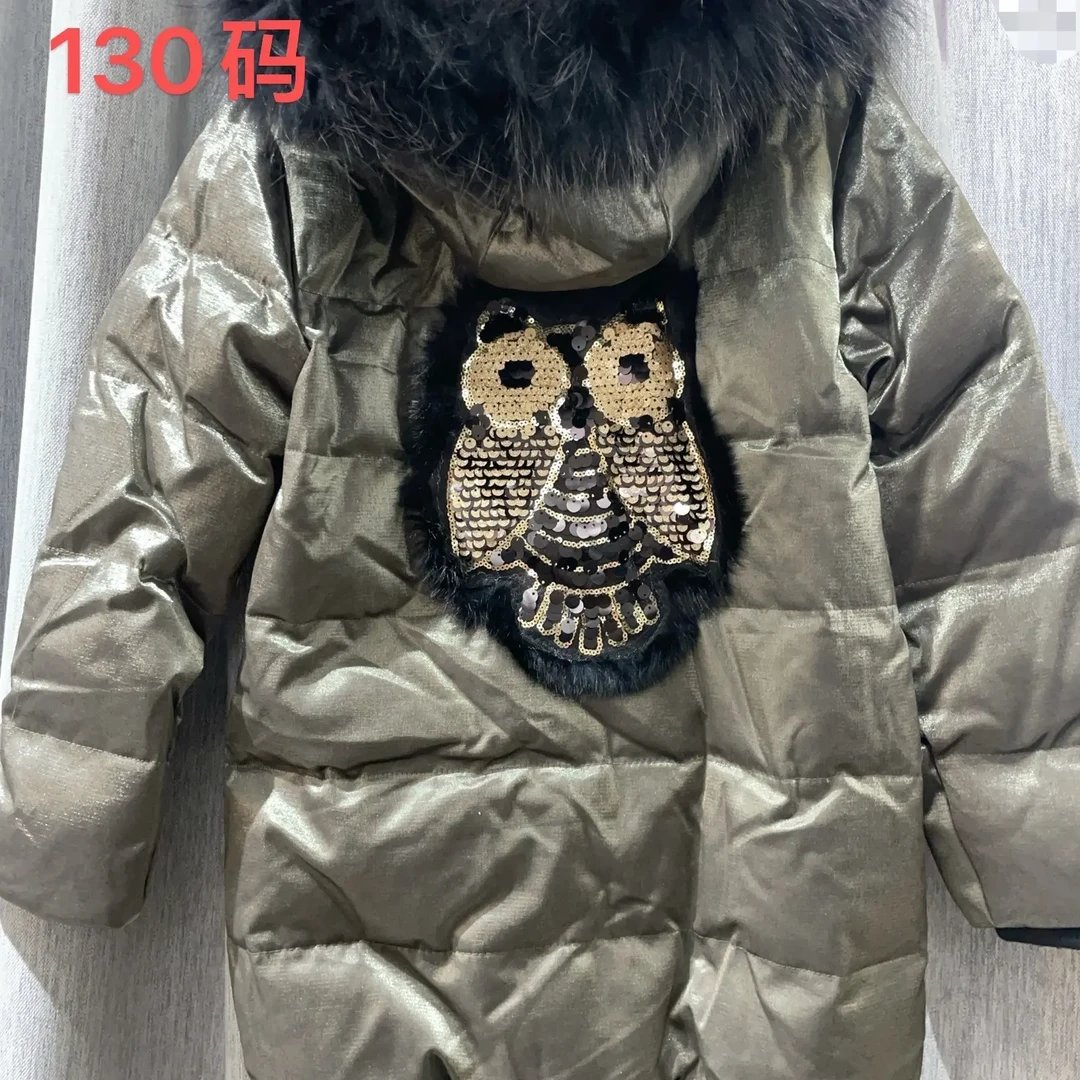 冬季儿童大毛领拉链设计显瘦保暖白鸭羽绒服