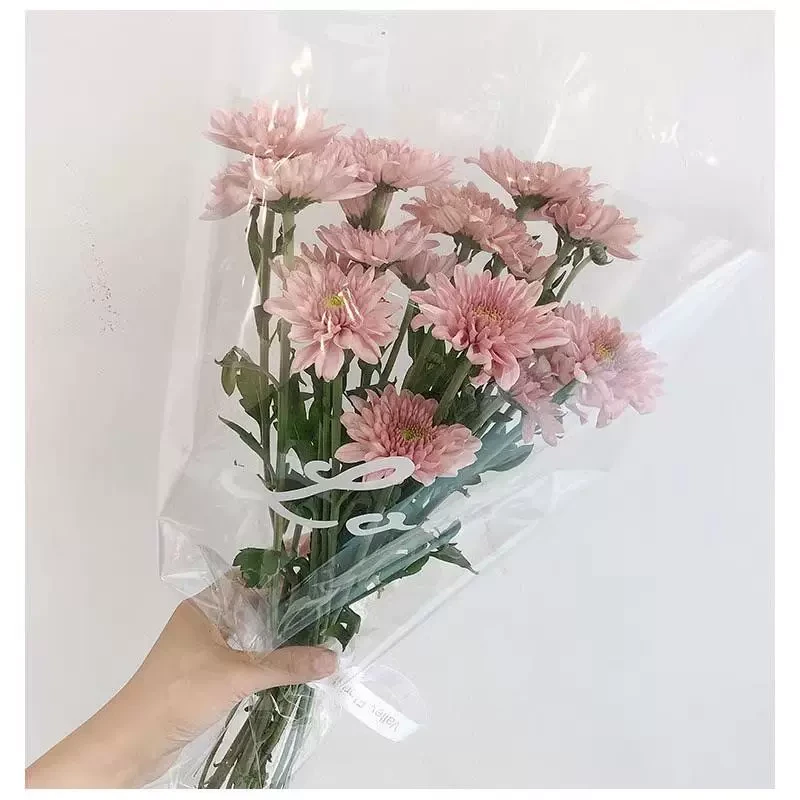 【花鲜谷】透明英文多支袋包装纸花束包装纸opp膜鲜花包装袋花束