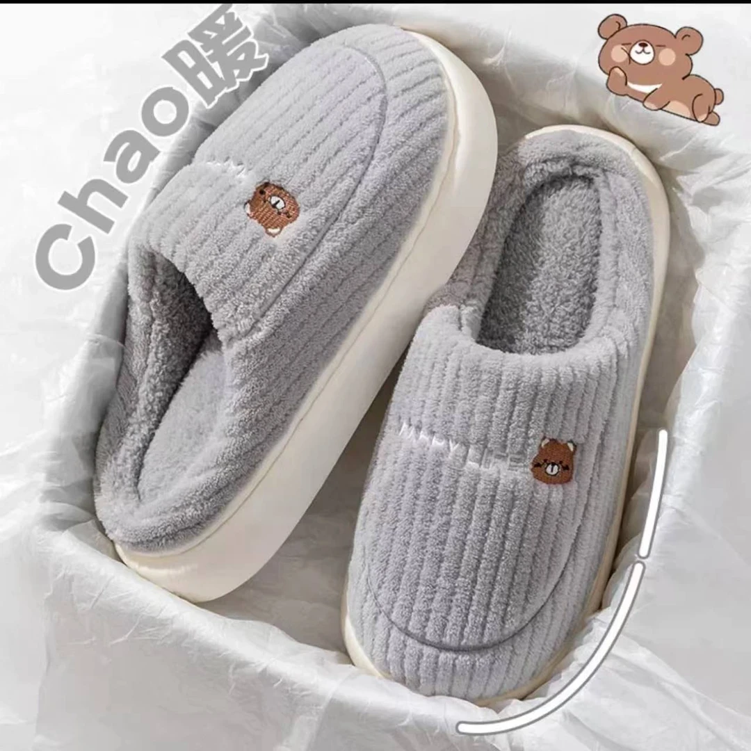 【新人福利】新款踩屎感棉拖鞋男款冬季室内保暖拖鞋女加绒毛棉托鞋