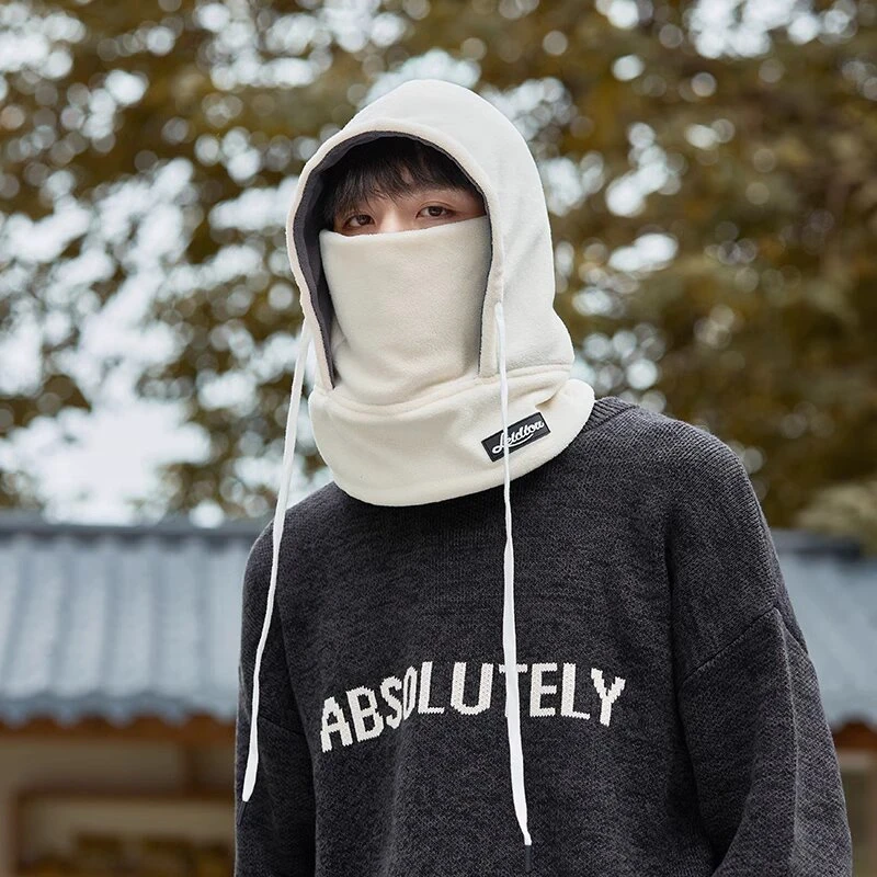 秋冬款户外骑行保暖防风防尘四季通用简约时尚围脖一体包头雷锋帽