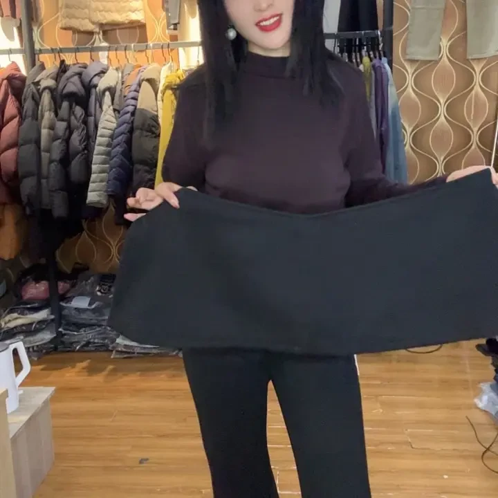 韩尤简同款百搭修身加绒微辣裤