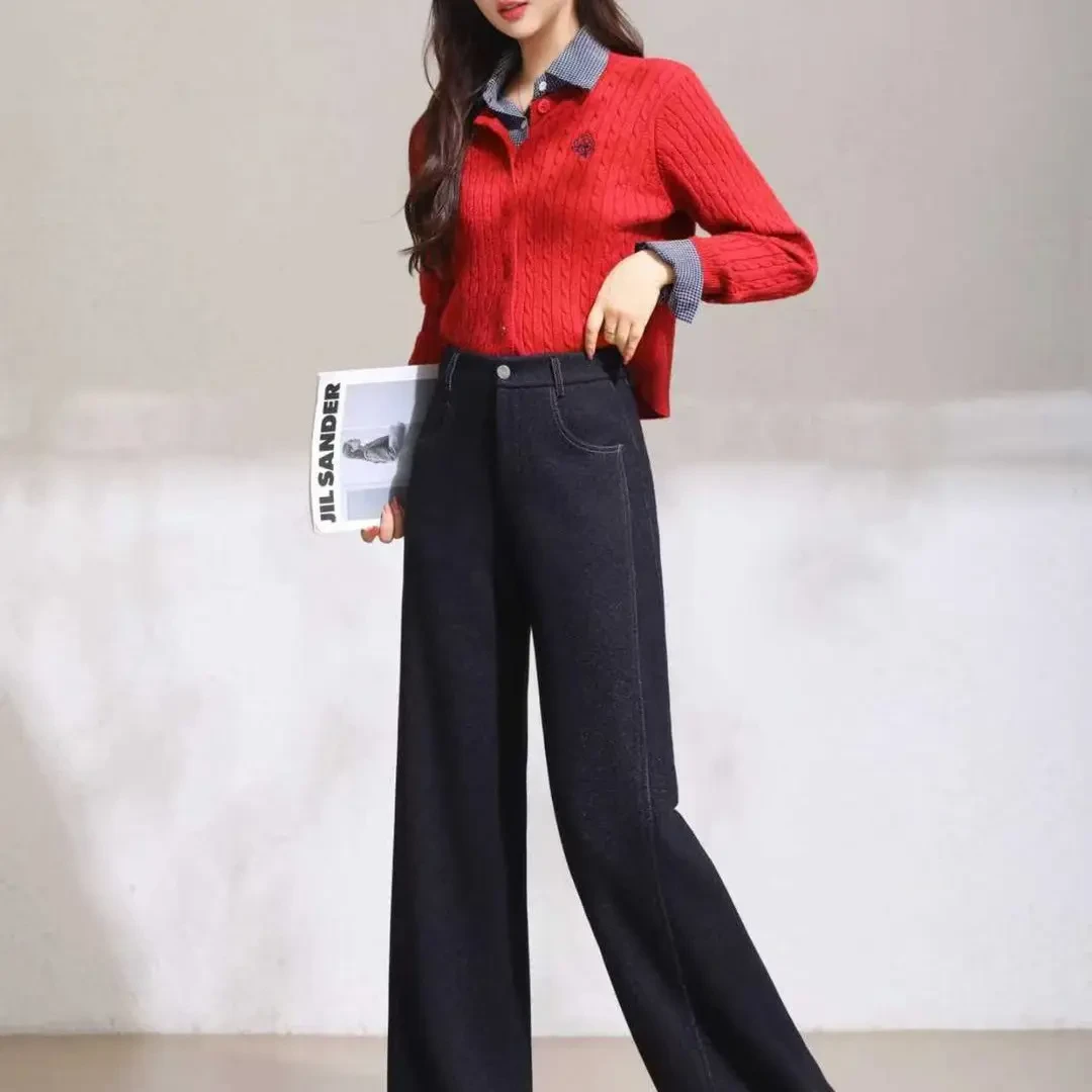 加绒的筒裤/保暖 /面料裤子