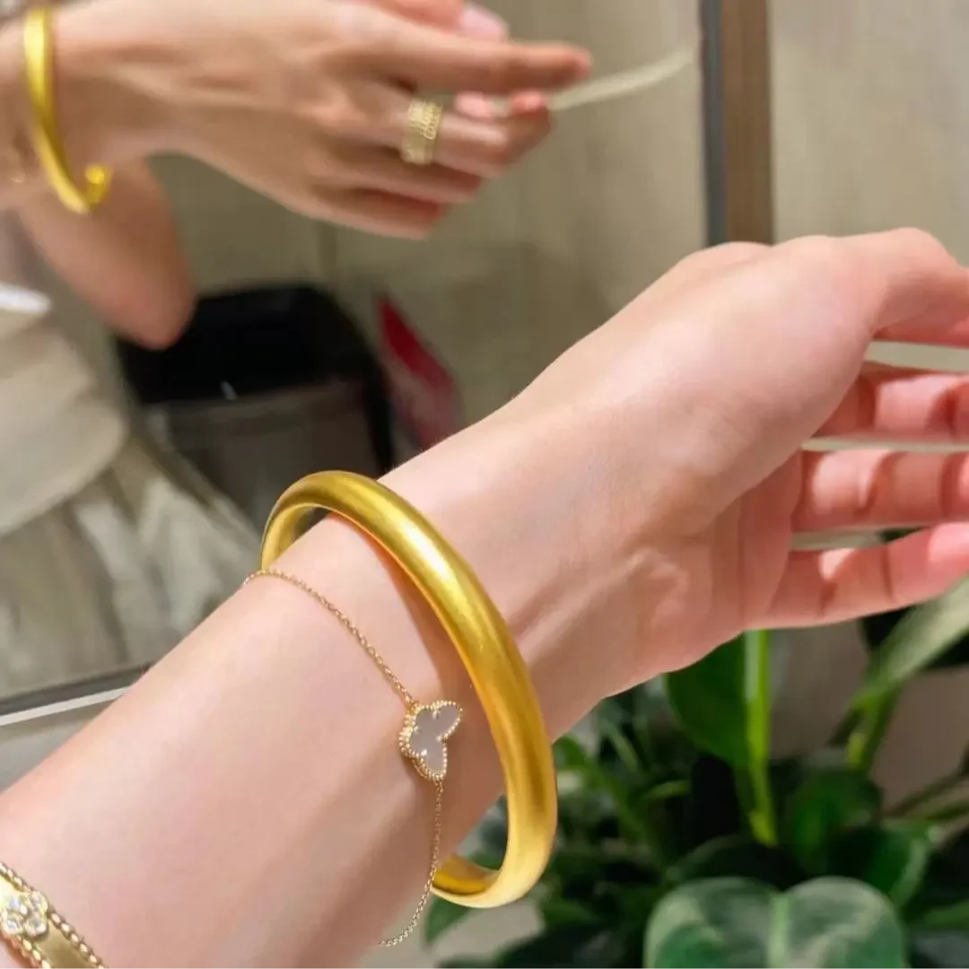 钛钢镯 百福泥鳅背镯 闭口 发 圈双带时尚百搭素圈经典光面女款