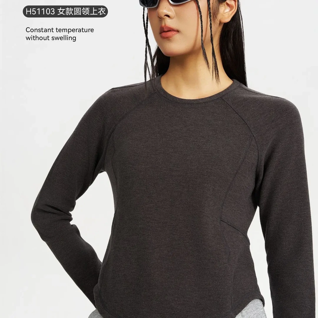 红一号休闲风长袖有弹力常规款圆领保暖打底