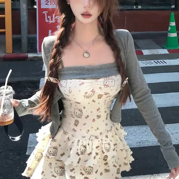 甜辣卡通修身显瘦夏季温柔吊带连衣裙
