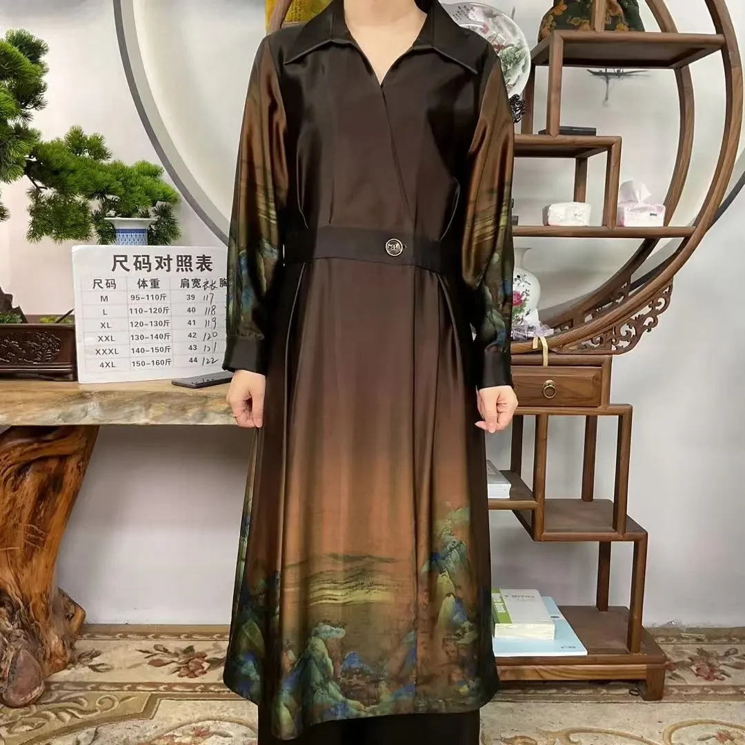 70姆米千里江山风衣长款100桑蚕丝款香云纱