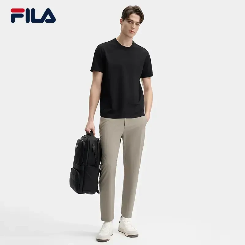 Fila斐乐速干纯色短袖男女款运动简约休闲舒适圆领短T恤柔心大师