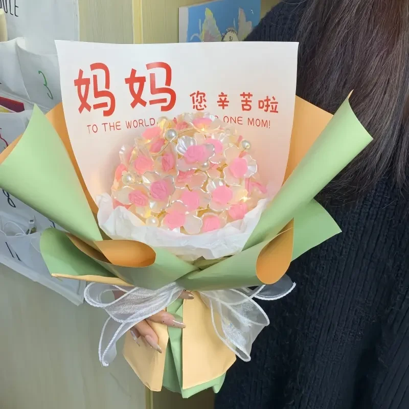 母亲节礼物diy仿真玉兰花手捧花 玫瑰花束 材料包送妈妈闺蜜礼物