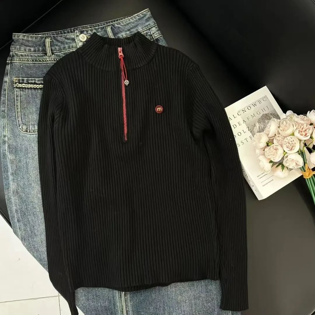 《妞妞》秋季新款高领百搭长袖针织衫108779-黑色