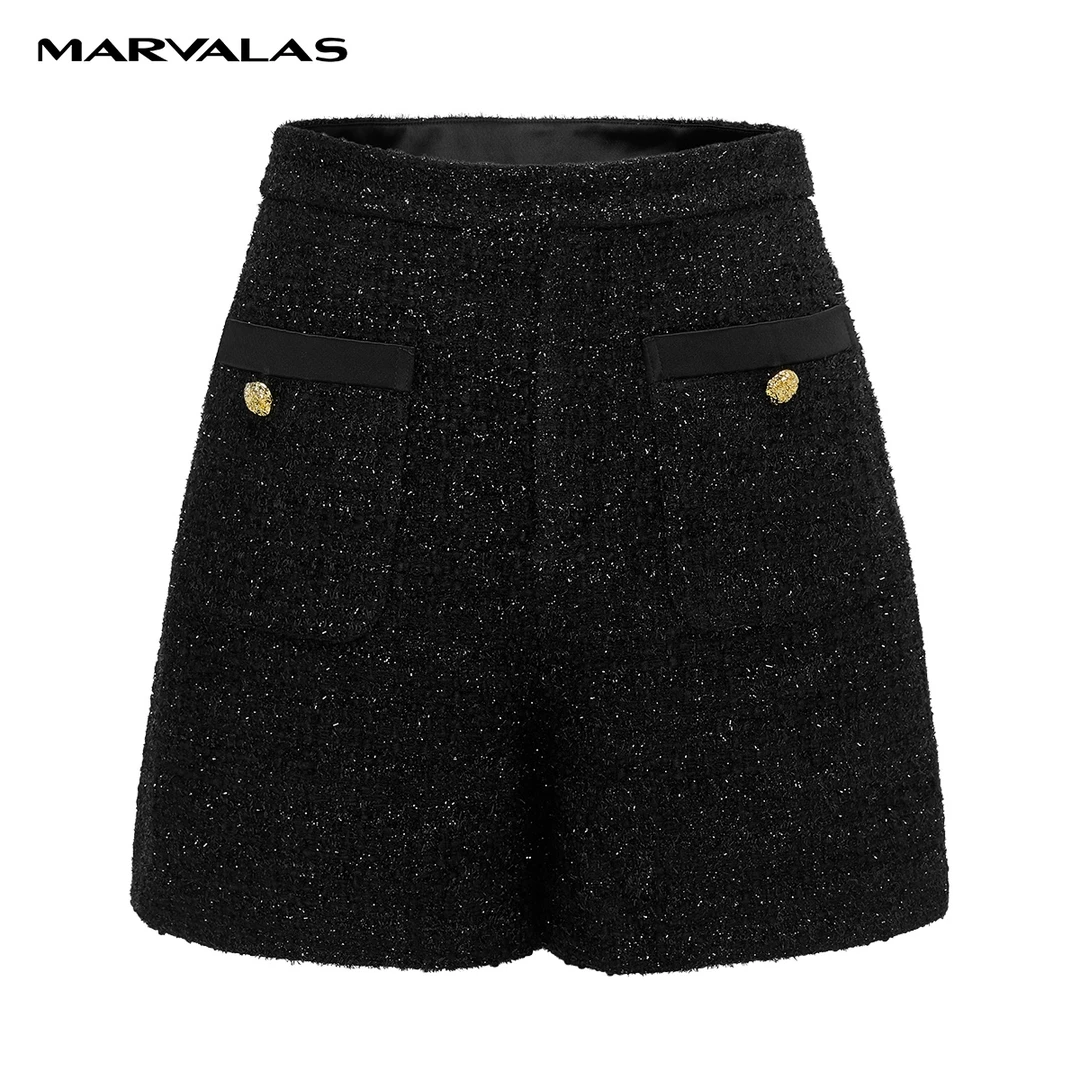 【KK专属】小香风短裤秋冬新款绵羊毛花呢编织休闲裤