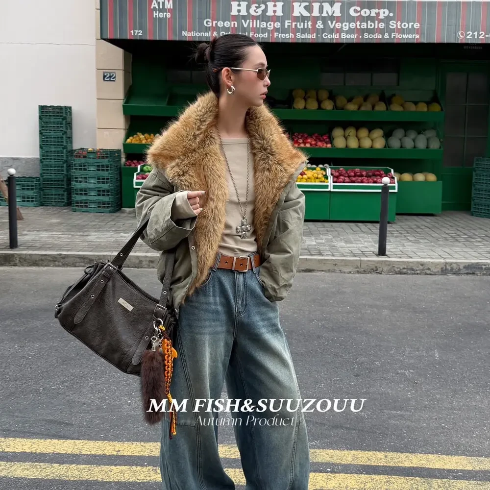 可脱卸毛领羽绒派克外套 短款棒球服式休闲保暖白鸭绒上衣