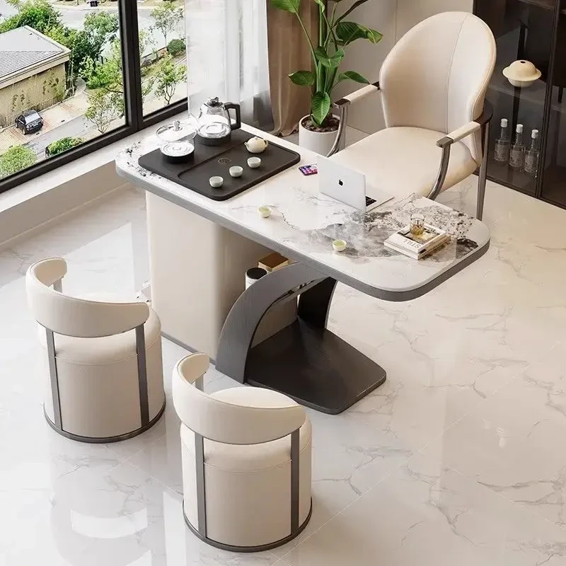 阳台茶桌组合2025新款小型高端岩板烧水壶一体现代家用小茶台桌椅