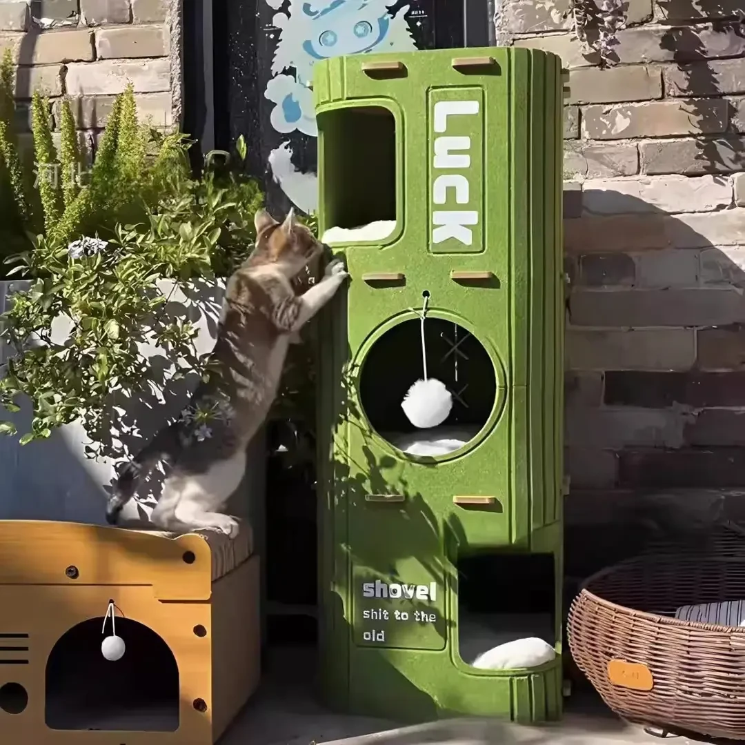 2025春夏猫窝爬架一体猫咪多层茅屋封闭式安全感新型窝它博会