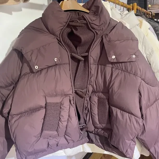 断码清仓冬季宽松型短款连帽女款加厚羽绒服外套