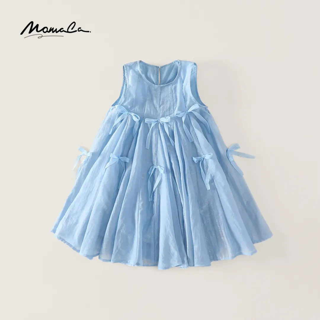 MOMOCO童装女童夏季新款儿童韩系设计蝴蝶纯色连衣裙77620470016