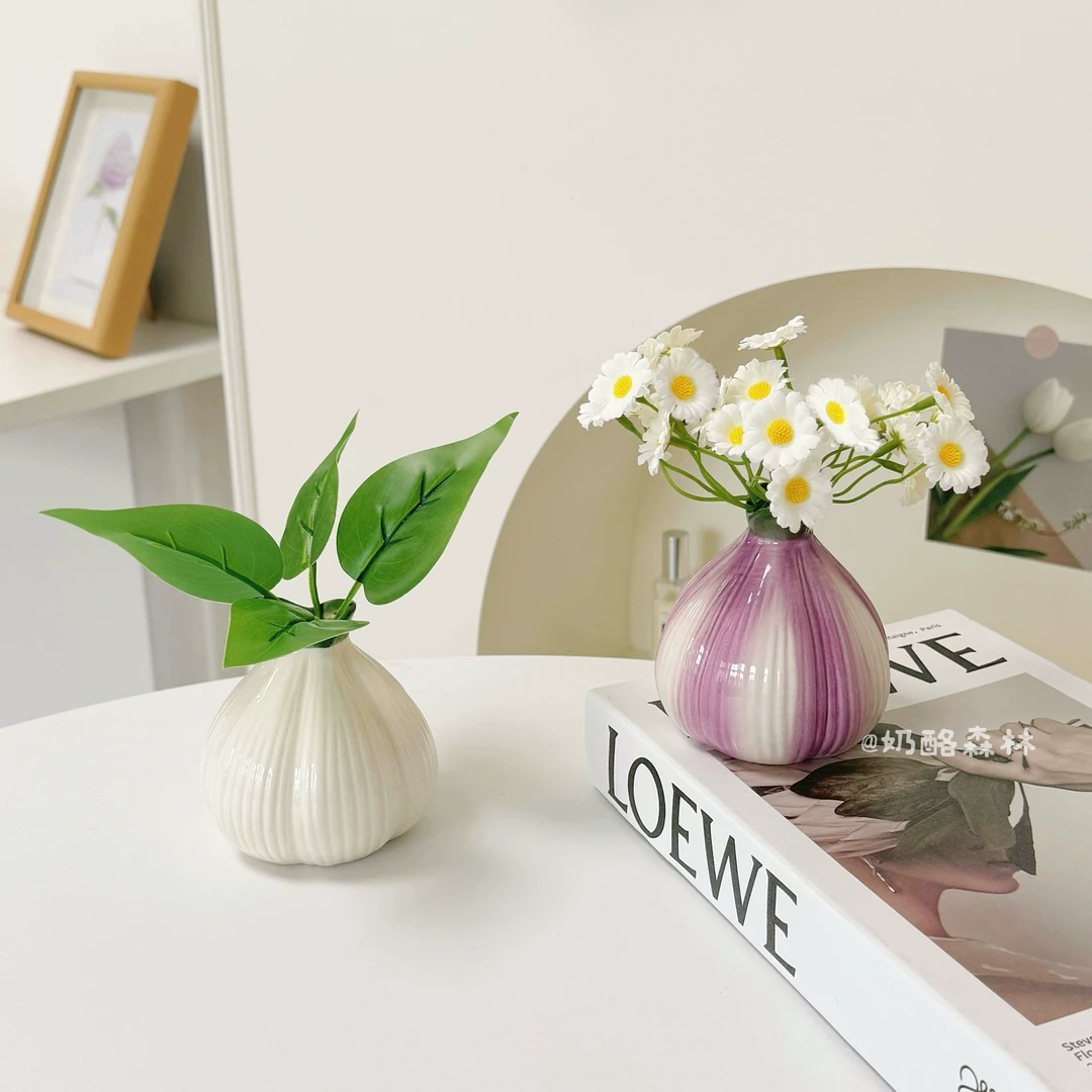 北欧风洋葱陶瓷瓶仿真创意小花瓶简约客厅摆件插花桌面装饰品